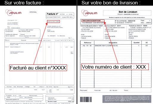 Aperçu d'une facture Jeulin